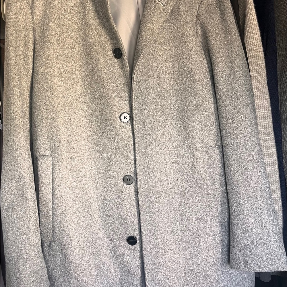 Men’s Manfinity Classic Gray Wool-Blend Single-Breasted Coat